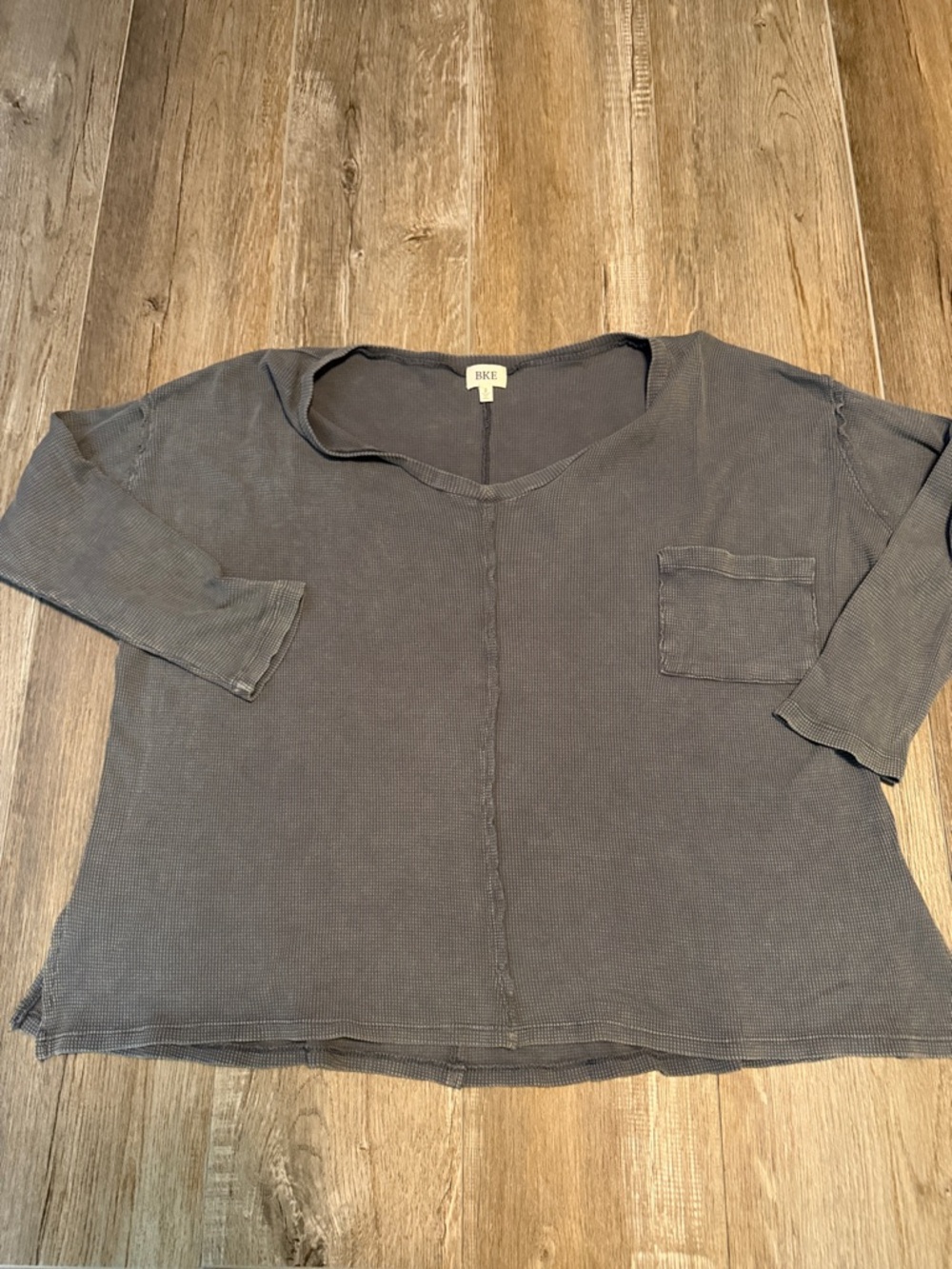 BKE Waffle Knit Pocket Pullover - Charcoal